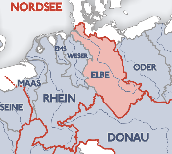 Übersichtskarte des Einzugsgebiets der Elbe